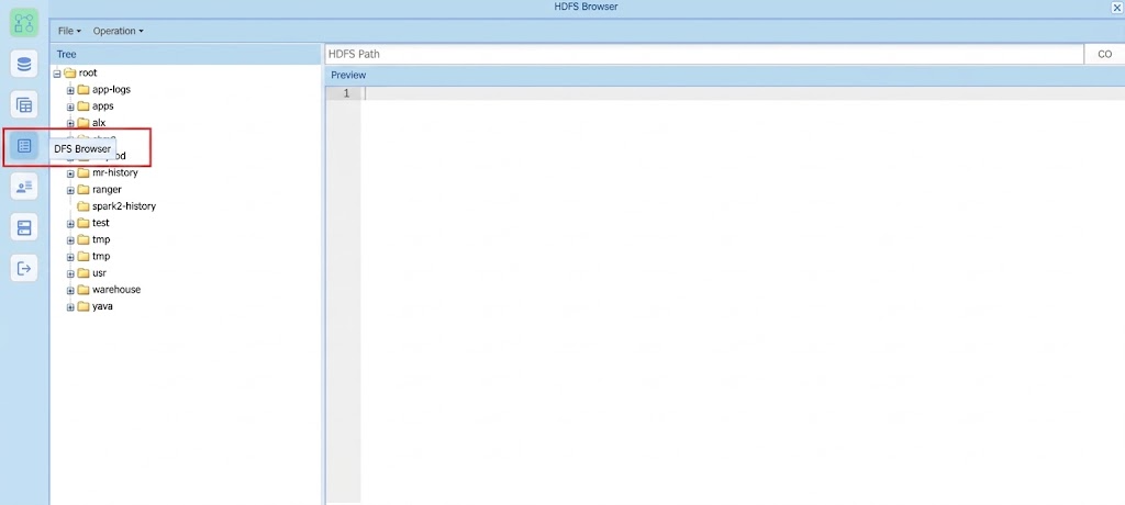 Tampilan HDFS Browser