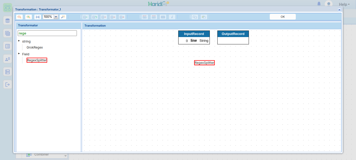 Pencarian operator RegexSplitter