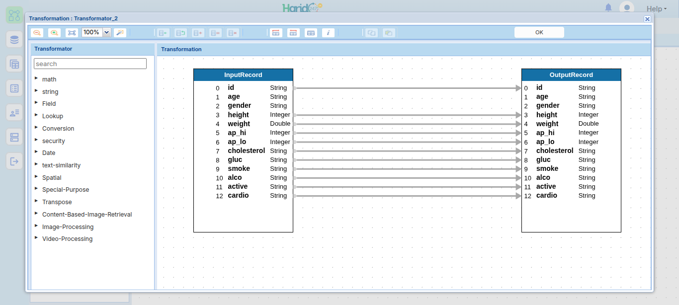 Mapping input-output pada Transformator_2 kecuali age dan gender
