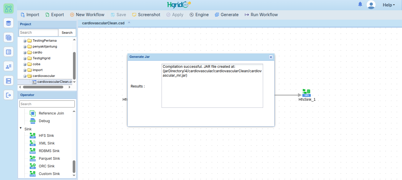 Notifikasi sukses generate file jar
