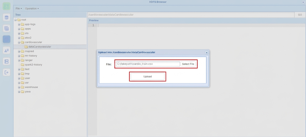 Proses upload file data cardiovascular