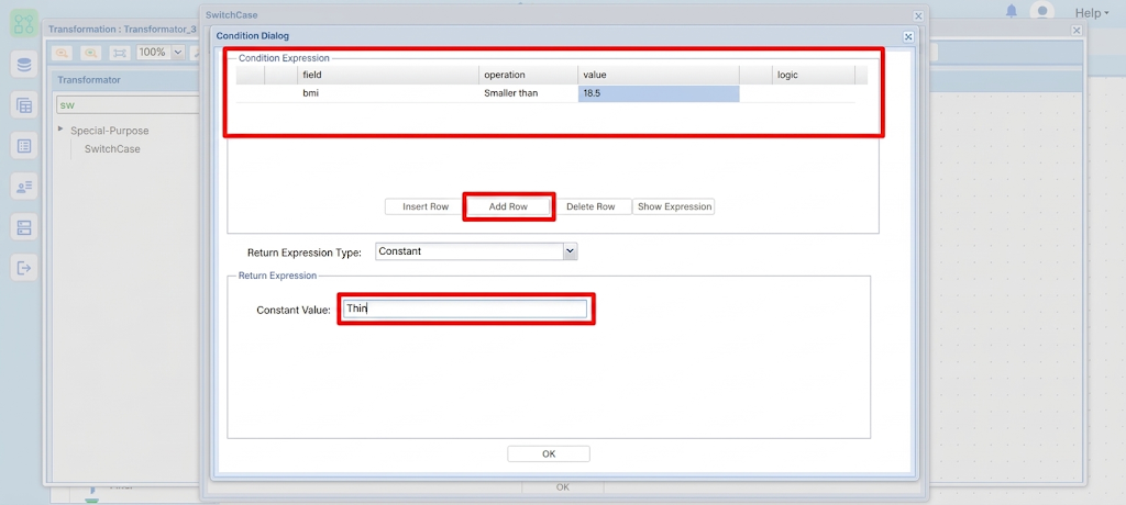 Conditional Dialog BMI
